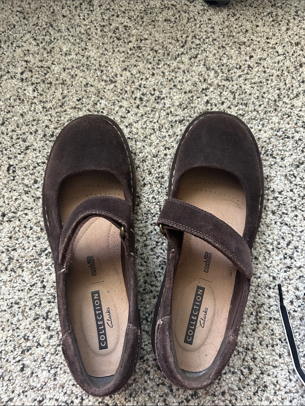 Clarks Women’s Brown Suede Mary Jane Shoes - Comfort Strap - Picture 2 of 4